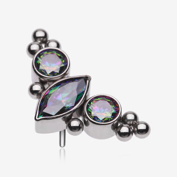 Implant Grade Titanium OneFit Threadless Marquise Sparkle Bali Beads Arc Top Part-Vitrail Medium